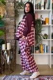 Nora Brushed Cotton Gingham Trapeze Waistcoat Aubergine